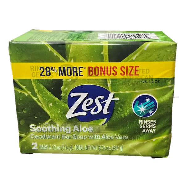 Zest Fresh Aloe Bar Soap 2pk 4.12 oz