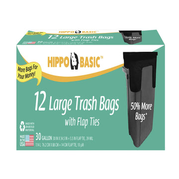 Hippo Sak Trash Bag with Flaps 12 ct  30 gal