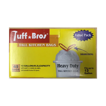 Tuff Bros Drawstring Trash Bags 45 ct  13 gal