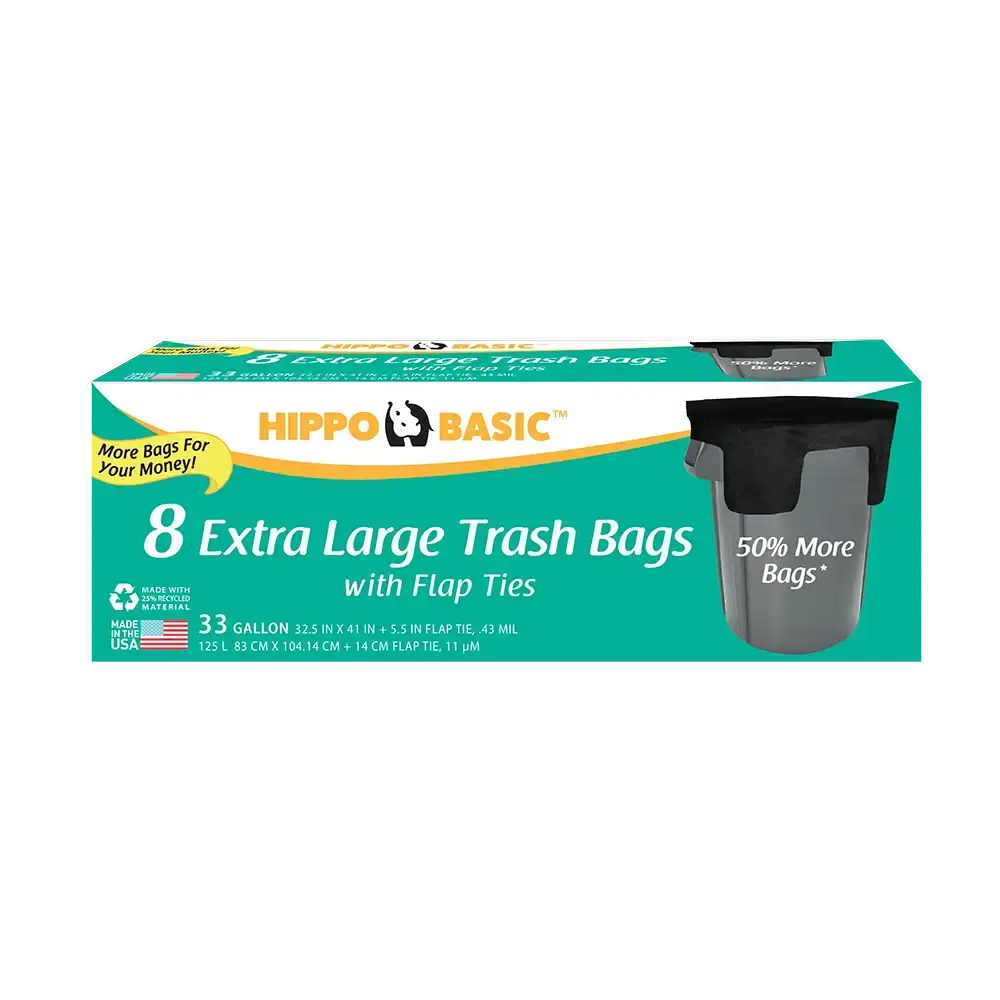 Hippo Sak 33 Gallon Trash bag with Flaps Case 21 Units Mexmax