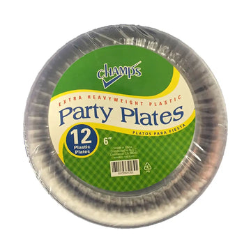 Champs Poly Styrene Plates 6" Clear 12 ct