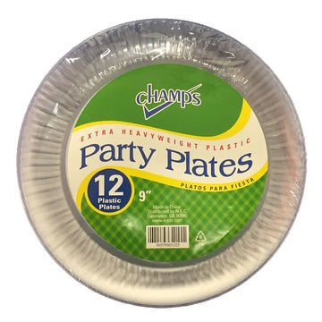 Champs Poly  Styrene Plates 9" Clear 12 ct