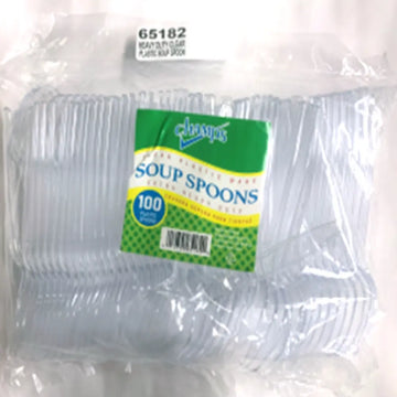 Champs Plastic Clear Soup Spoon Clear Heavy Duty 100 ct lrg