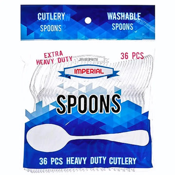 Spoon Extra Heavy Duty Plastic White  36 ct