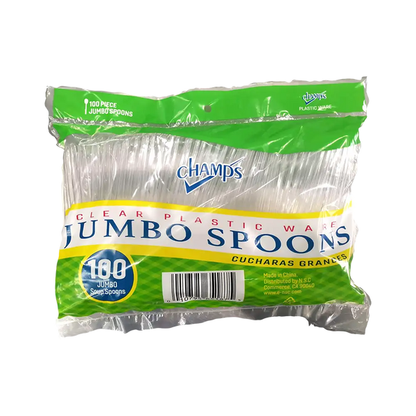 Champs Plastic Clear Jumbo Spoon Heavy Duty - 100 ct jumbo