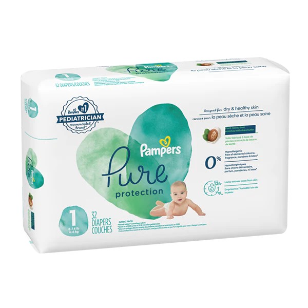 Pampers Pure Protection Diapers Size 1 - Case - 4 Units