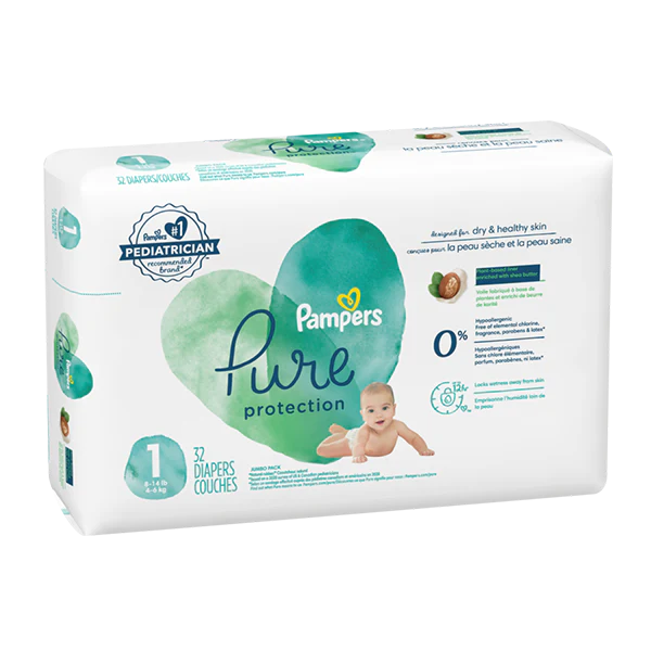 Pampers pure size hot sale 1 74 pack