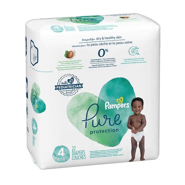 Pampers Pure Protection Hypoallergenic Diapers Size 4 22 Count
