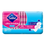 Saba Ultra Invisible Thin Regular With Wings Pink 18ct - Case - 12 Units