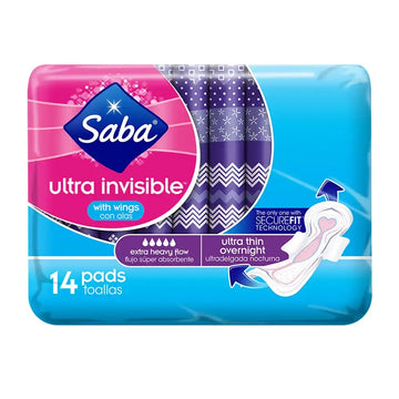 Saba Ultra Invisible Thin Overnigt 14 ct