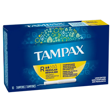 Tampax Carboard Tampons Regular Absorbency  10 ct