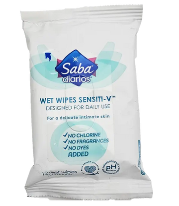 Saba Sensiti-V Wet Wipes 12 ct