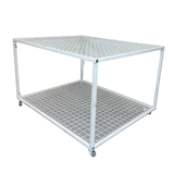 Estante para escobas, fregonas y artículos de limpieza, blanco, sin montar, con ruedas, 96.5 cm x 116.8 cm x 73.7 cm