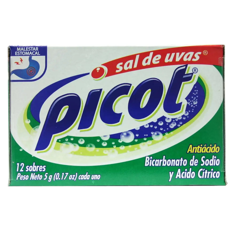 Sal de Uvas Picot Effervescent Powder Solution Antacid 0.17 Oz 1 Box of 12  Antacid Packets