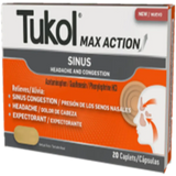 Tukol Max Action Sinus Caplets 20 ct - Case - 3 Units