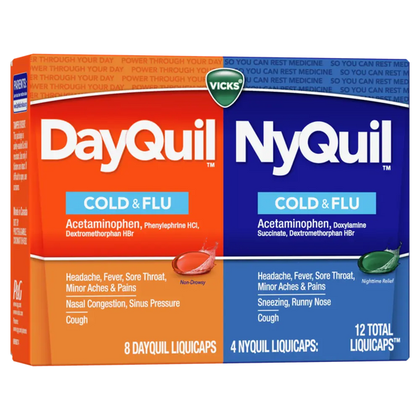 Vicks DQ & NQ Cold & Flu Medicine (8DQ+4NQ) - 12 ct