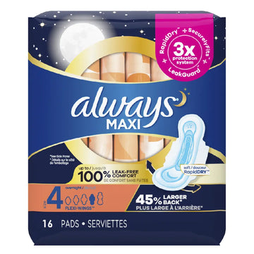 Always Maxi Overnight W/Wings 16 ct