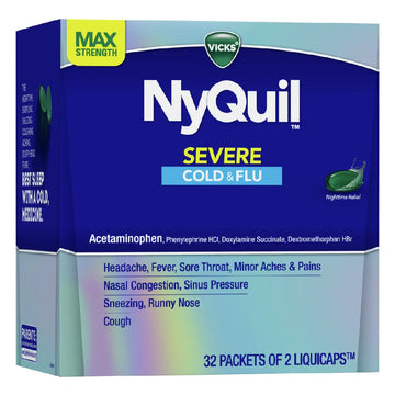 Vicks Nyquil Severe Cold&Flu Dispensers Liq caps 2 ct