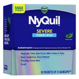 Vicks Nyquil Severe Cold&Flu Dispensers Liq caps 2 ct - Case - 32 Units