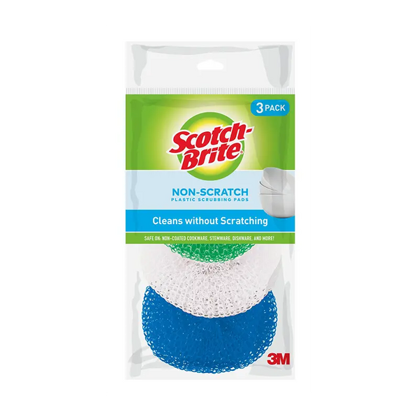 Scotch-Brite Non-Scratch Plastic Scrubber Asst. Colors - 3 pk