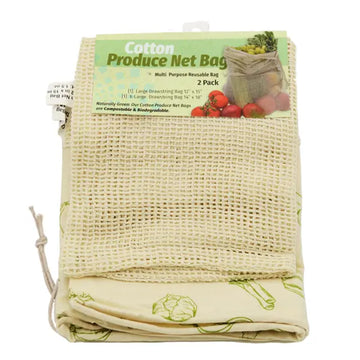 Reusable Cotton Produce Net Bag 2 pk 12"x15" , 14"x18"