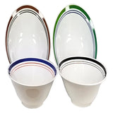 Wholesale 8 Porcelain Bowl White with Stylish Color Band Ideal for Bulk Food Service Mexmax INC