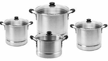 Imusa Aluminum Steamer Set w/ Glass Lid (16,20,24,32 qrt) 4 Pot Set