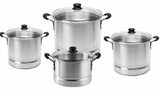 Imusa Aluminum Steamer Set w/ Glass Lid (16,20,24,32 qrt) 4 Pot Set - Case - 1 Units