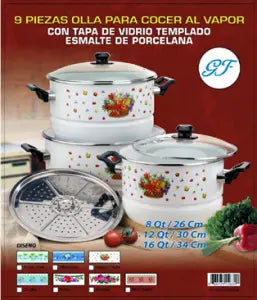 Imusa Aluminum Steamer Set (8, 12, 20, 24, 32 qrt) 5 Pot Set