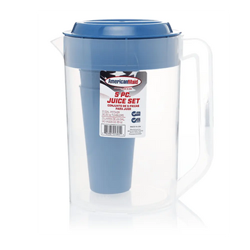 Pitcher w/ 4ct, 20 oz Cups Plastic Set Asst. Colors 1 gal