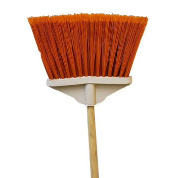 Fan Broom Plastic with Wood Handle  lrg