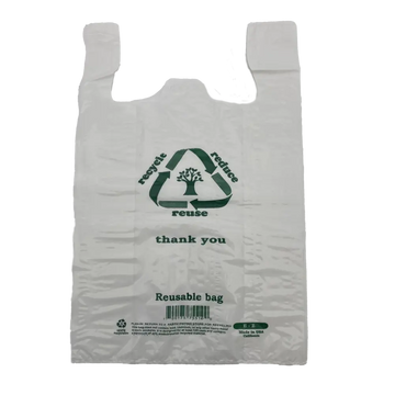 Reusable White T-Shirt Bag (ERUZ) 400 ct 12.5" x 6.5" x 21.5"