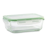 Glass Container Rectangular Green 4.4 cup - Case - 12 Units