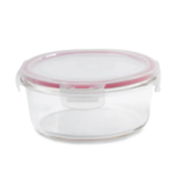 Glass Container Round Red 1.6 cup