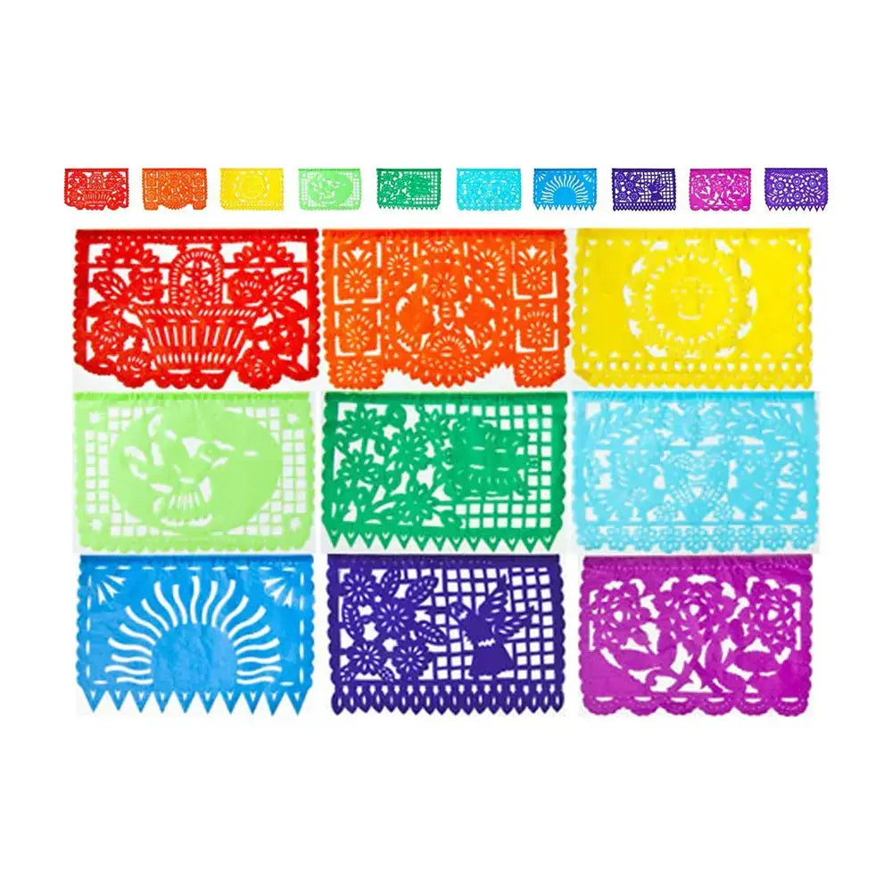 Wholesale Mexican Banner: 10pc Assorted Color Decor (2pk) at Mexmax INC. Vibrant celebration essentials!