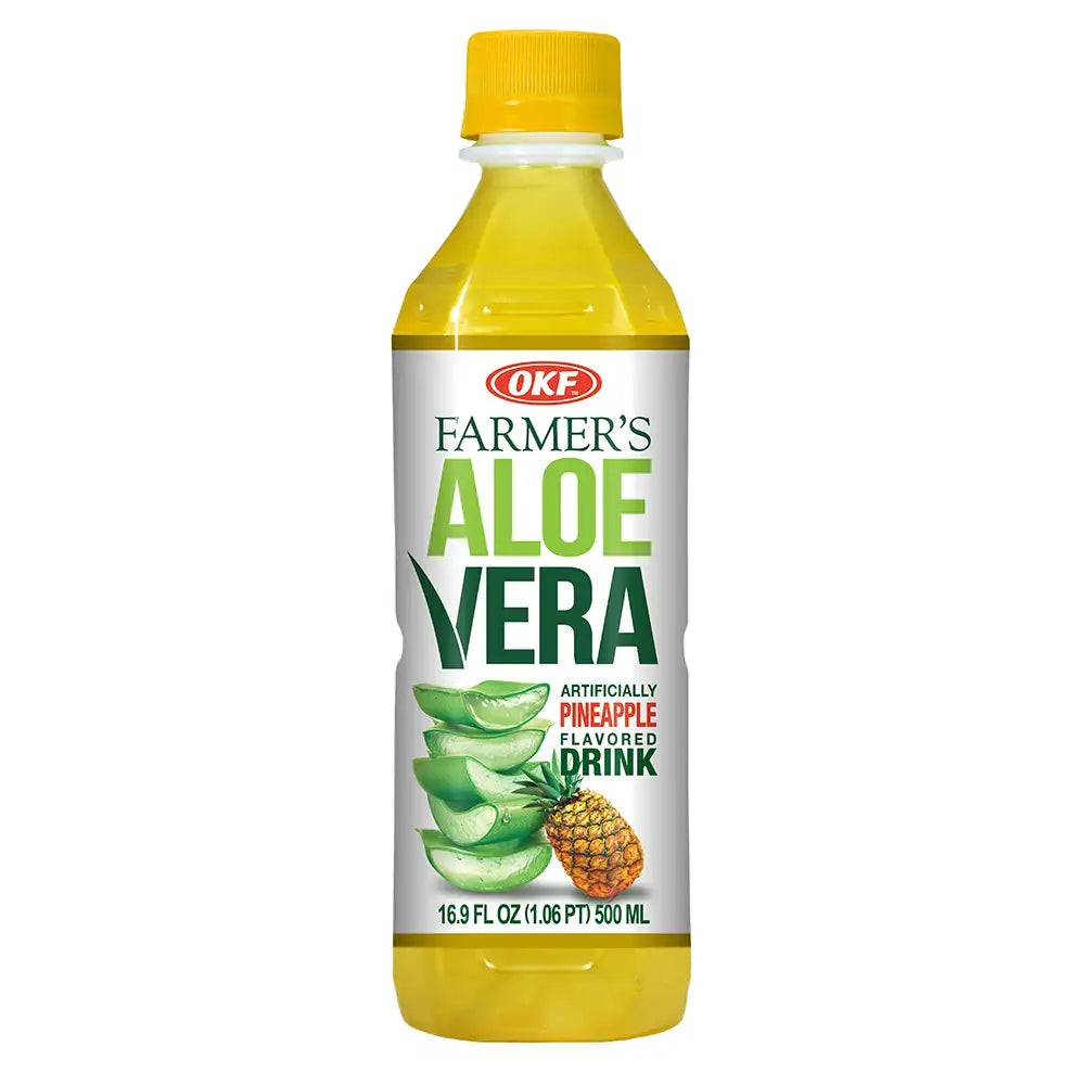 OKF Farmers Aloe Vera Drink Pineapple 16.9 Fluid Ounce Pack of 20