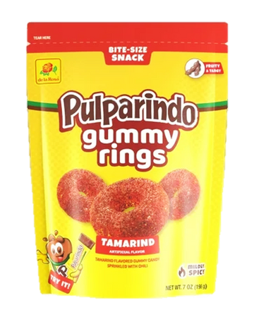 De La Rosa Pulparindo Gummy Rings Tamarind 9 oz