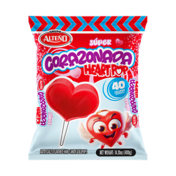 Alteno Super Corazonada Hearty Pop Lollipop - 40ct