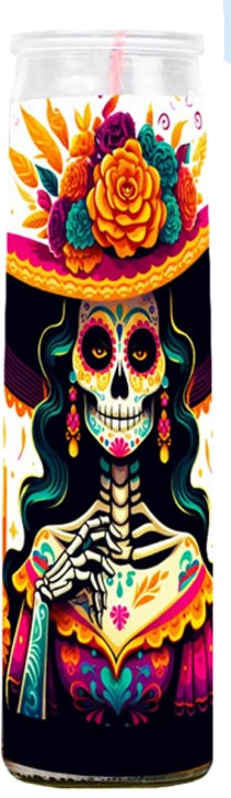 Vel Mex Dia D Muertos Dama White Candle - Case - 12 Units
