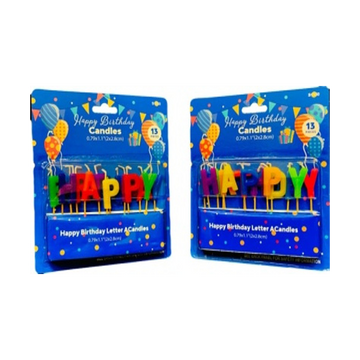 Happy Birthday Letter Candles Asst. Colors strd