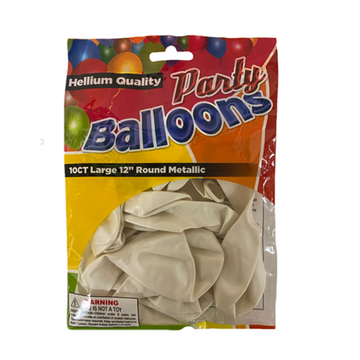 Balloon Metallic White 12" 10 ct