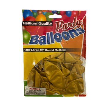 Balloon Metallic Gold 12" 10 ct