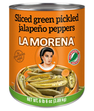 La Morena Sliced Green Pickled Jalapeno Peppers #10 - 105 oz