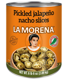 La Morena Sliced Green Pickled Jalapeno Peppers #10 - 105 oz