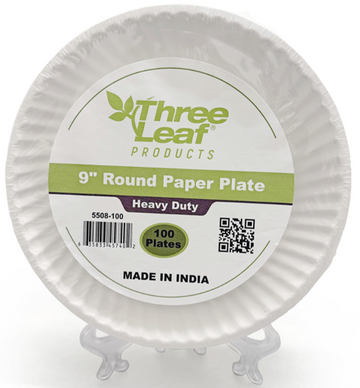 Three Leaf Paper Plate Heavy Duty 100ct 9"