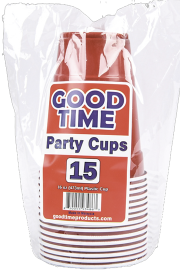 Good Time Red Cup Plastic Two tone 16 oz - 15 ct