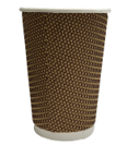 Three Leaf Compostable Ripple Wall Cups, (Brown) 25ct 16 oz