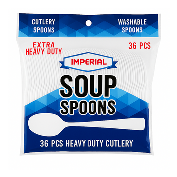 Plastic Soup Spoon White Extra Heavy Duty - 36 ct
