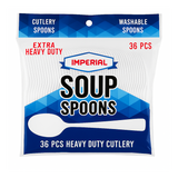 Plastic Soup Spoon White Extra Heavy Duty - 36 ct