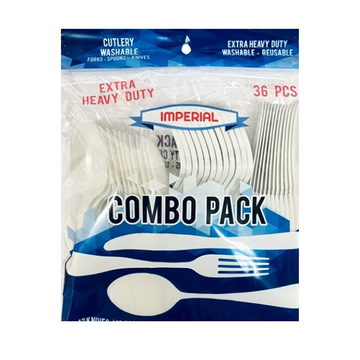 Plastic Combo White Extra Heavy Duty (Fork, Knife, Spoon) - 36 ct